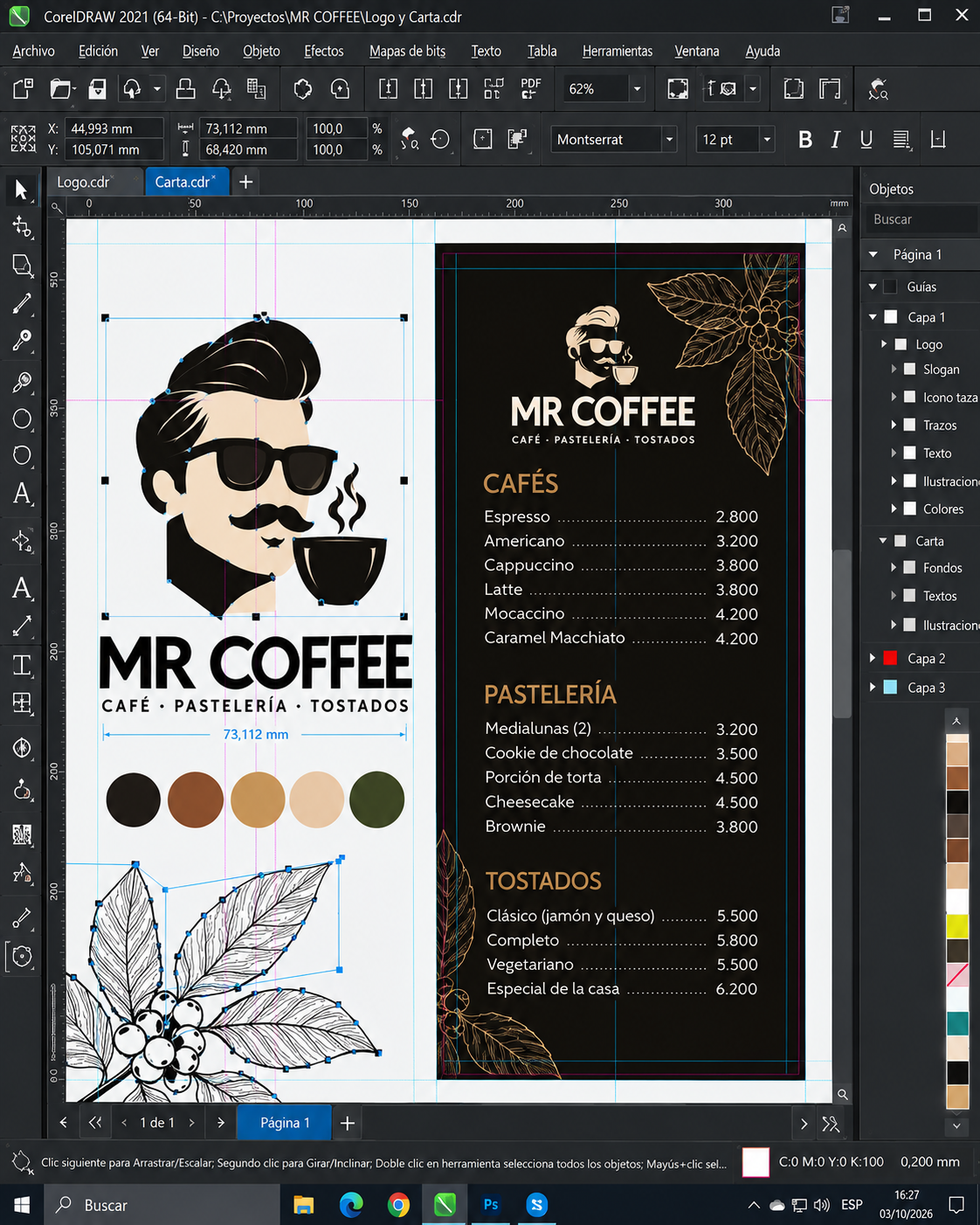 MR COFFEE — diseño de marca y carta